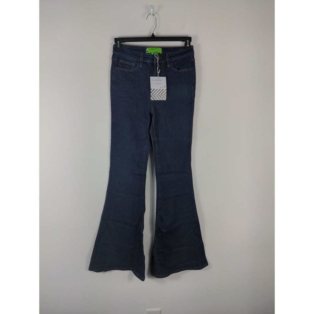 Free People x Sandrine Rose Women Indigo Blue Super  Flare  Leg  Jeans - Picture 2 of 4